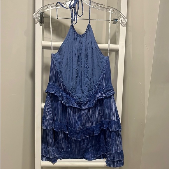 Lulus Blue Halter Backless Ruffle Dress - Picture 4 of 6